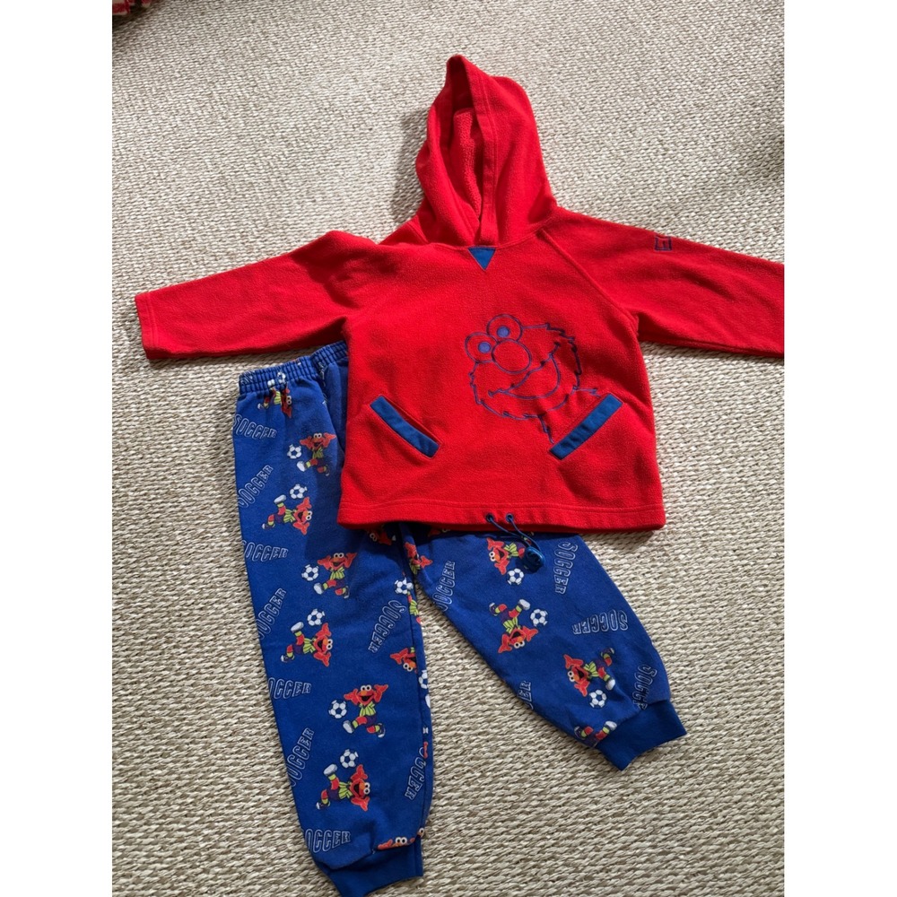 Sesame Street Elmo Fleece Hoodie and Soccer Pants Set vintage top Kids 4T